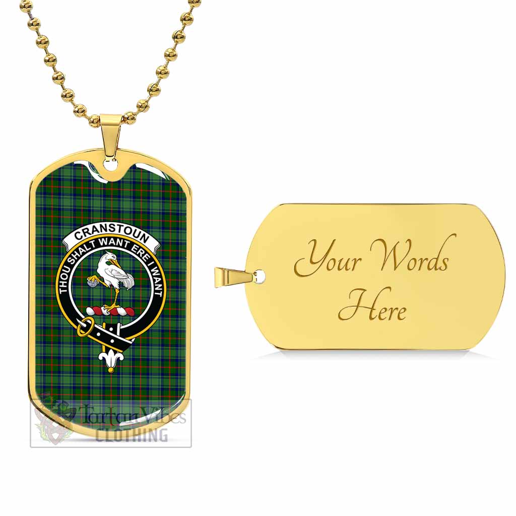 Tartan Vibes Clothing Cranstoun (Cranston) Tartan Dog Tag Necklace with Family Crest