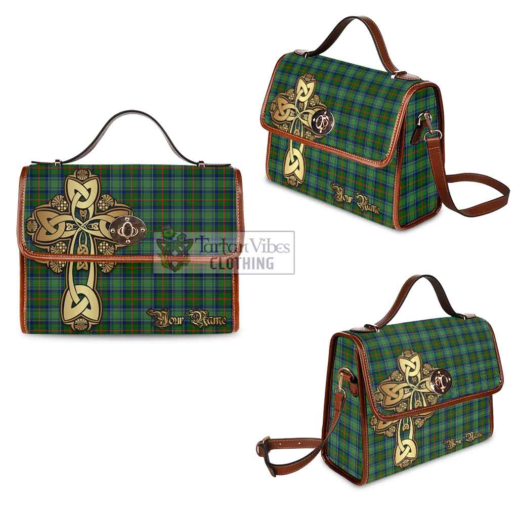 Tartan Vibes Clothing Cranstoun (Cranston) Tartan Waterproof Canvas Bag Golden Thistle Celtic Cross Style