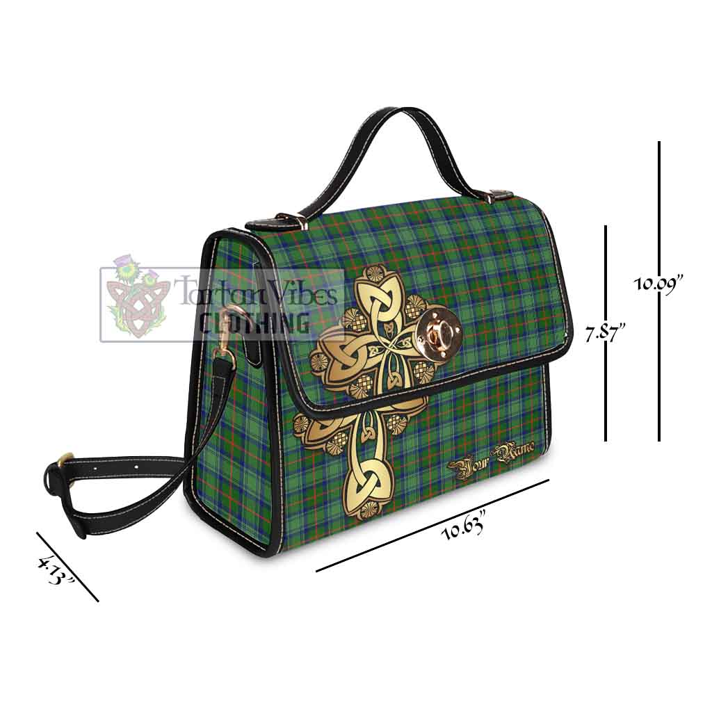 Tartan Vibes Clothing Cranstoun (Cranston) Tartan Waterproof Canvas Bag Golden Thistle Celtic Cross Style