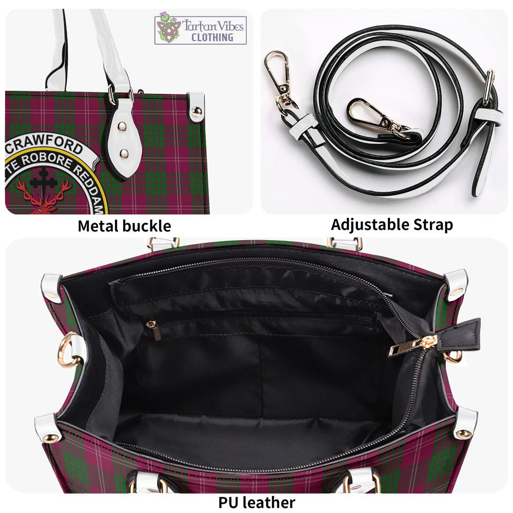 Tartan Vibes Clothing Crawford Tartan Luxury Leather Handbags with Family Crest