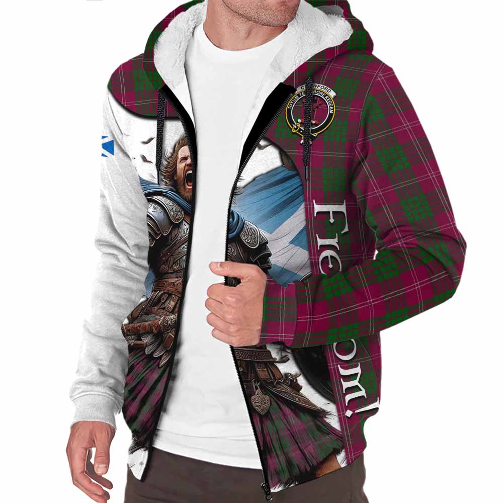 Tartan Vibes Clothing Crawford Crest Tartan Sherpa Hoodie Inspired by the Freedom of Scottish Warrior