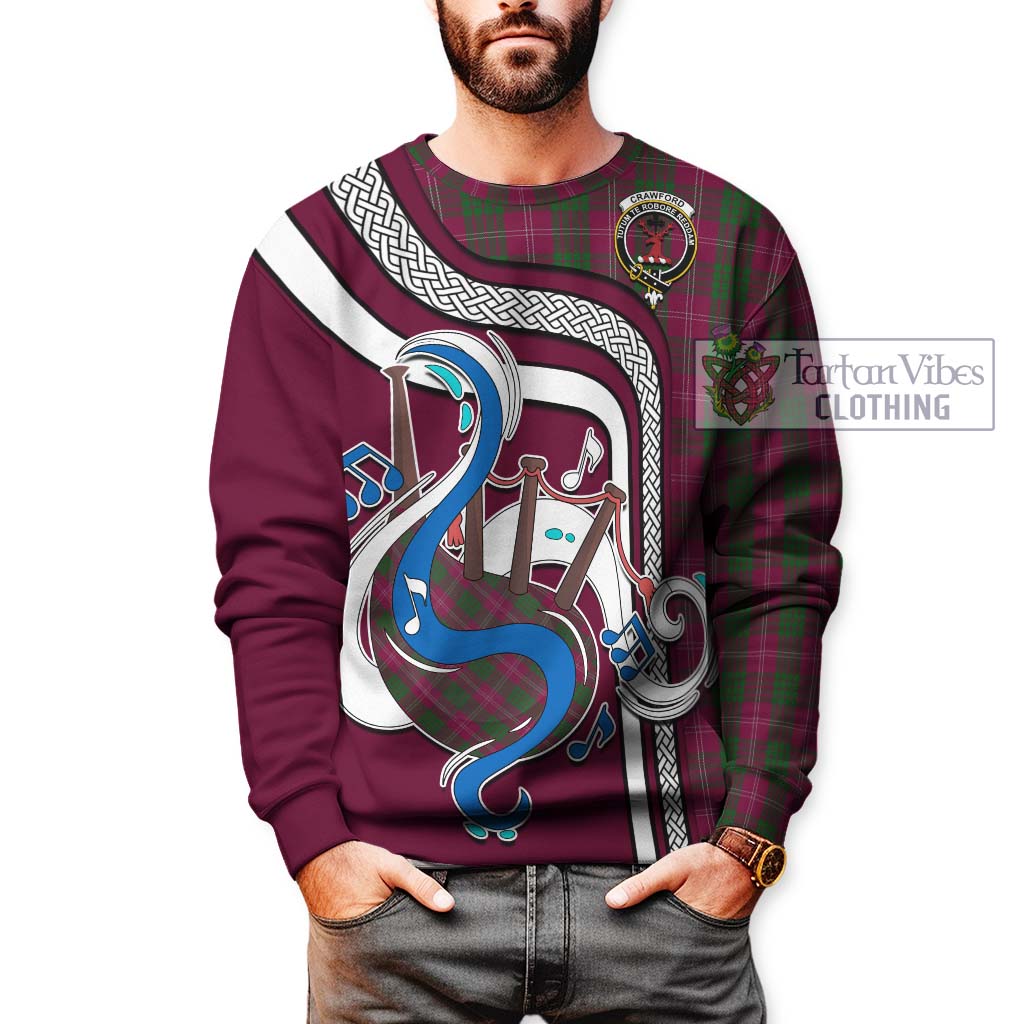 Tartan Vibes Clothing Crawford Tartan Sweatshirt with Epic Bagpipe Style