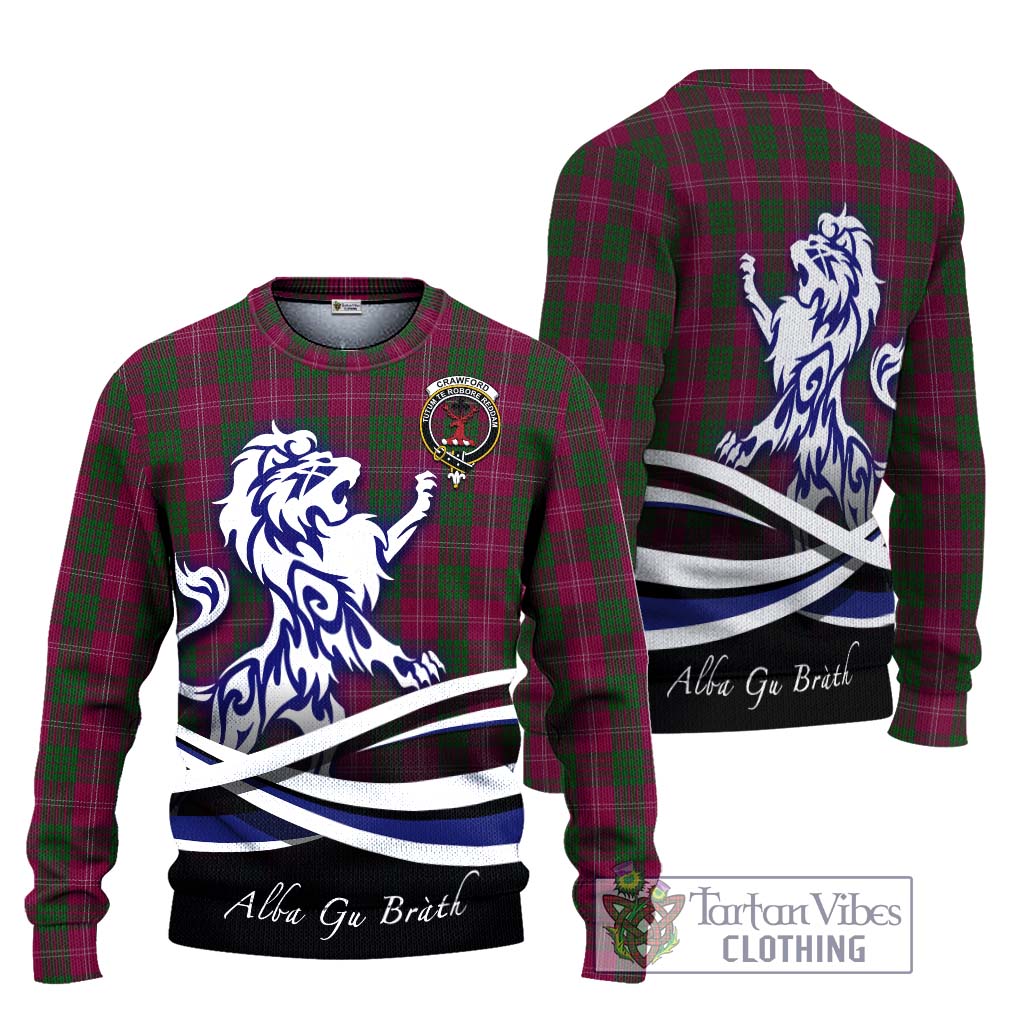 Tartan Vibes Clothing Crawford Tartan Knitted Sweater with Alba Gu Brath Regal Lion Emblem