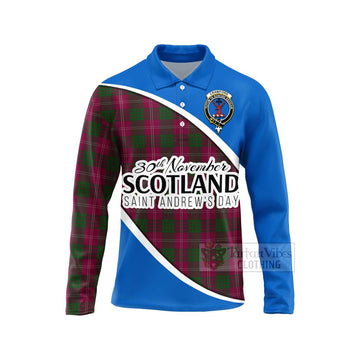 Crawford Family Crest Tartan Long Sleeve Polo Shirt Celebrate Saint Andrew's Day in Style