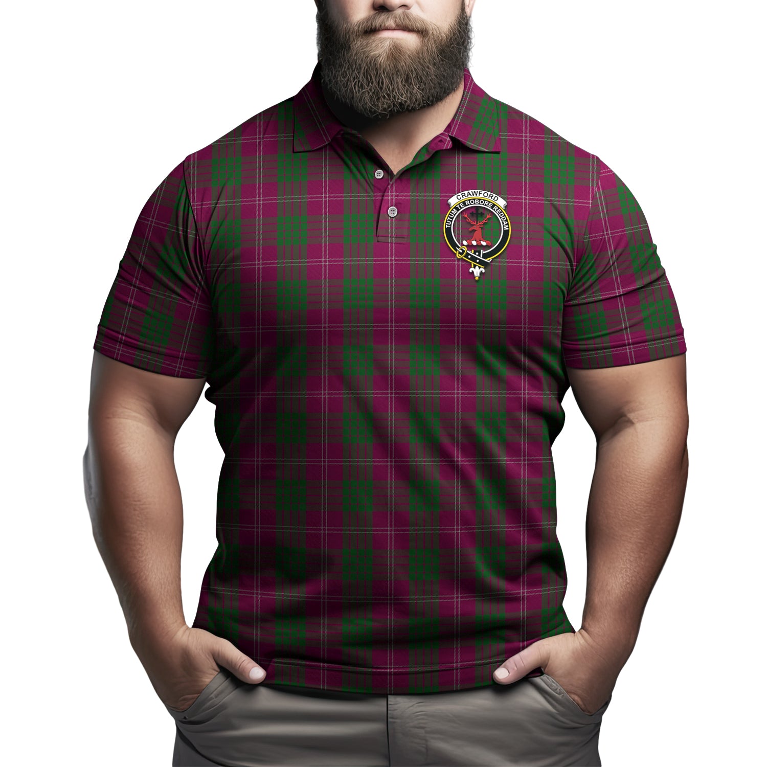 Crawford Tartan Men's Polo Shirt with Family Crest Kid - Tartan Vibes Clothing