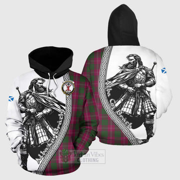 Crawford Tartan Clan Crest Hoodie with Highlander Warrior Celtic Style