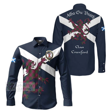 Crawford Tartan Lion Rampant Long Sleeve Button Shirt Proudly Display Your Heritage with Alba Gu Brath and Clan Name