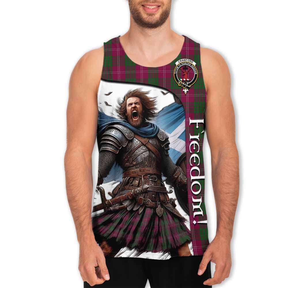 Tartan Vibes Clothing Crawford Crest Tartan Men's Tank Top Inspired by the Freedom of Scottish Warrior