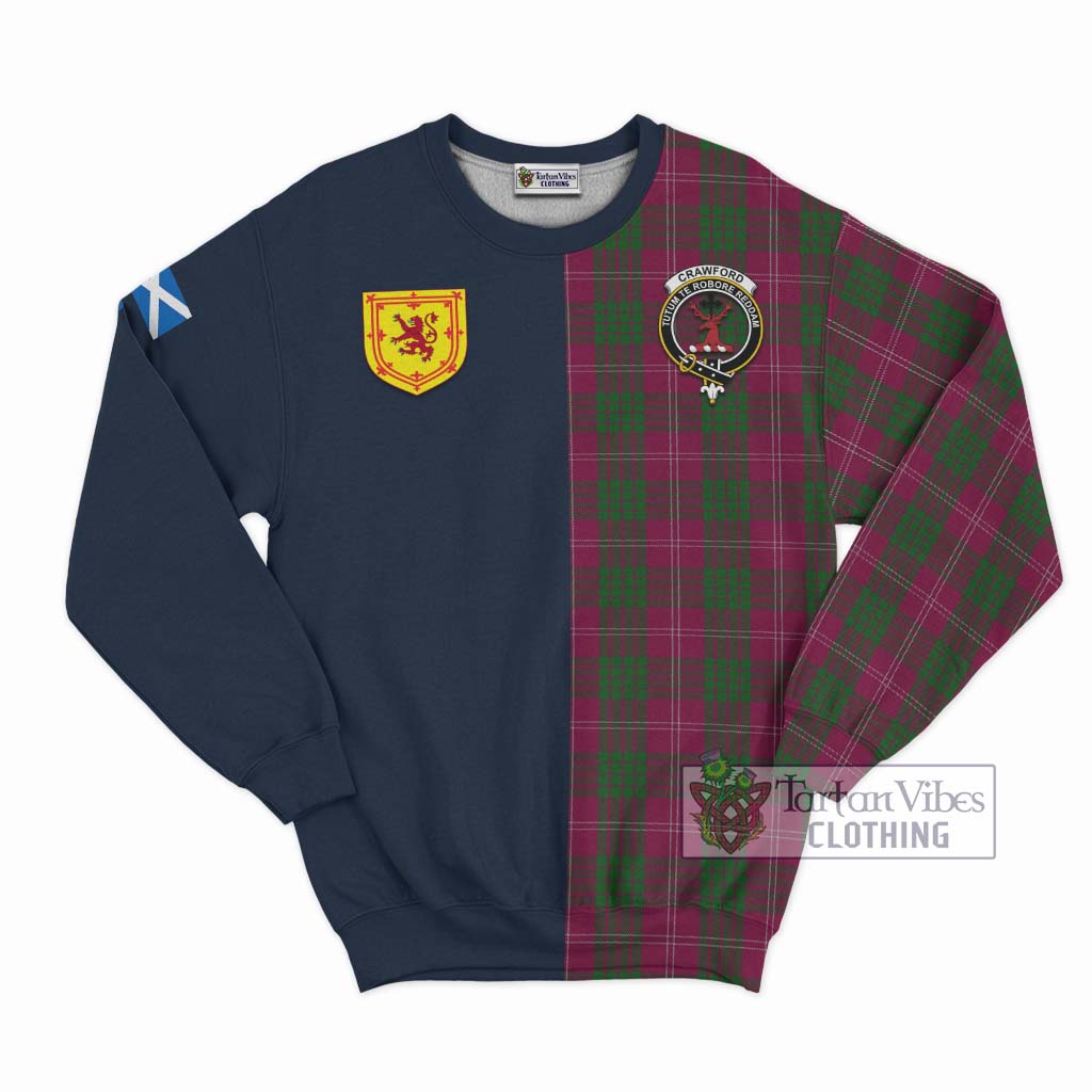 Tartan Vibes Clothing Crawford Tartan Sweatshirt with Scottish Lion Royal Arm Half Style