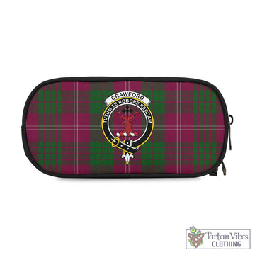 Crawford Tartan Pen and Pencil Case with Family Crest
