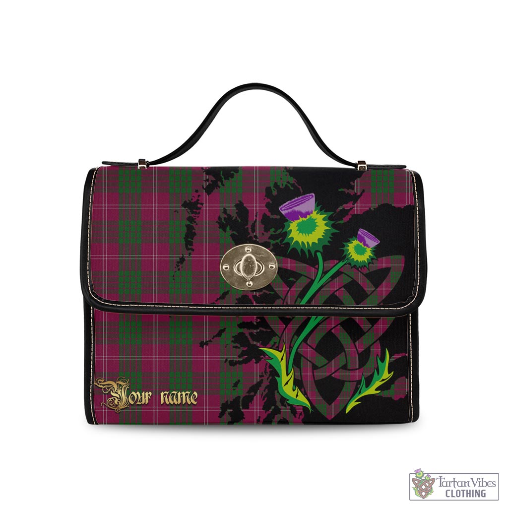 Tartan Vibes Clothing Crawford Tartan Waterproof Canvas Bag with Scotland Map and Thistle Celtic Accents