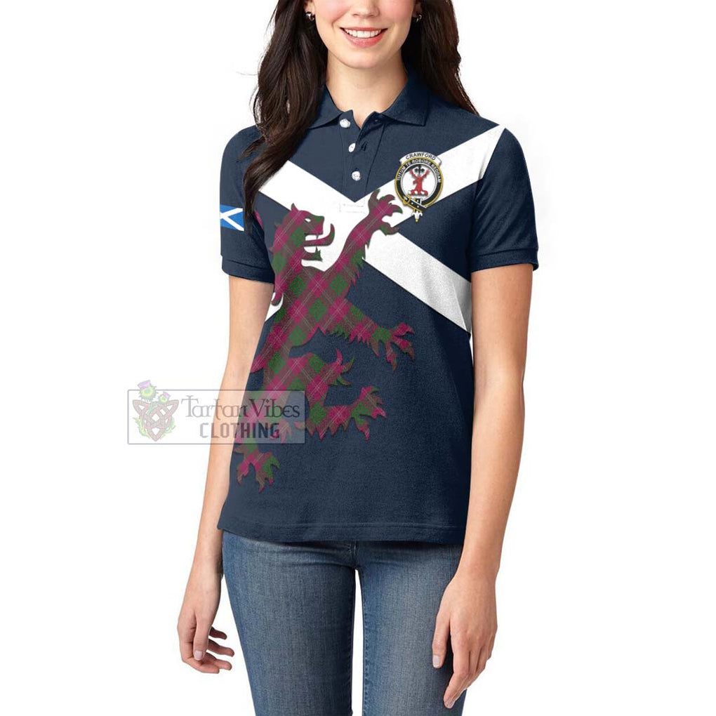 Tartan Vibes Clothing Crawford Tartan Lion Rampant Women's Polo Shirt – Proudly Display Your Heritage with Alba Gu Brath and Clan Name