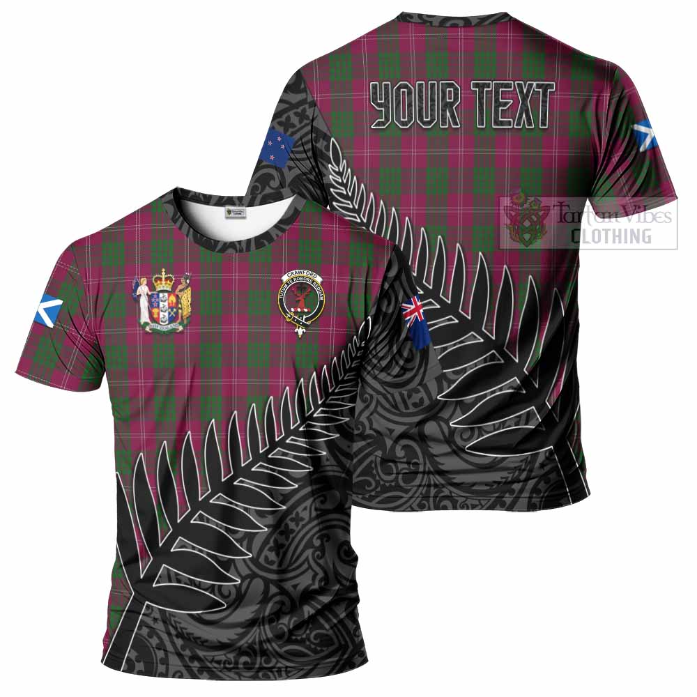 Tartan Vibes Clothing Crawford Crest Tartan T-Shirt with New Zealand Silver Fern Half Style