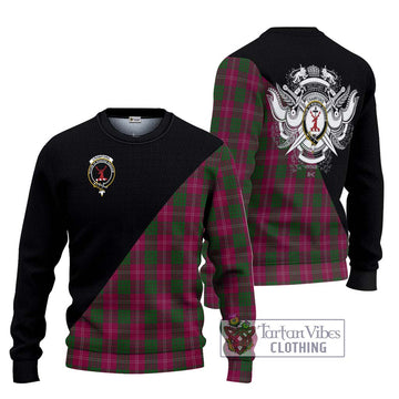 Crawford Tartan Knitted Sweater with Family Crest and Military Logo Style