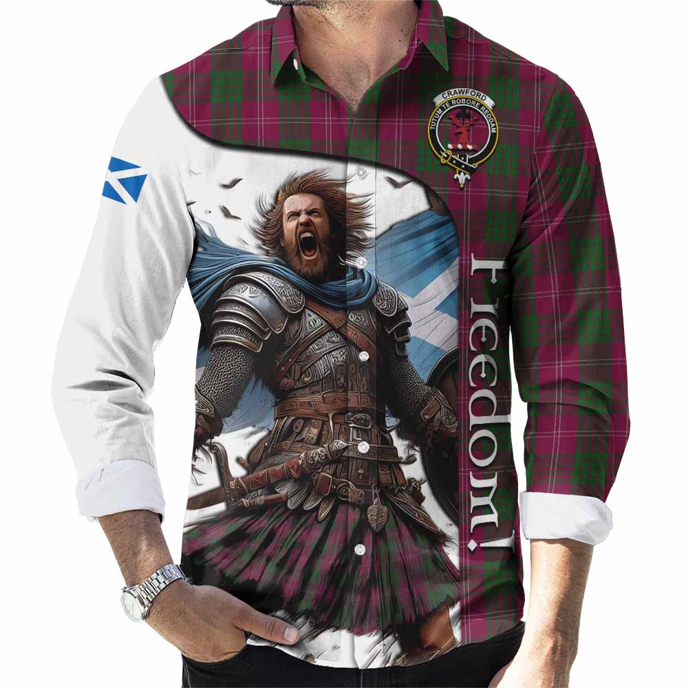 Tartan Vibes Clothing Crawford Crest Tartan Long Sleeve Button Shirt Inspired by the Freedom of Scottish Warrior