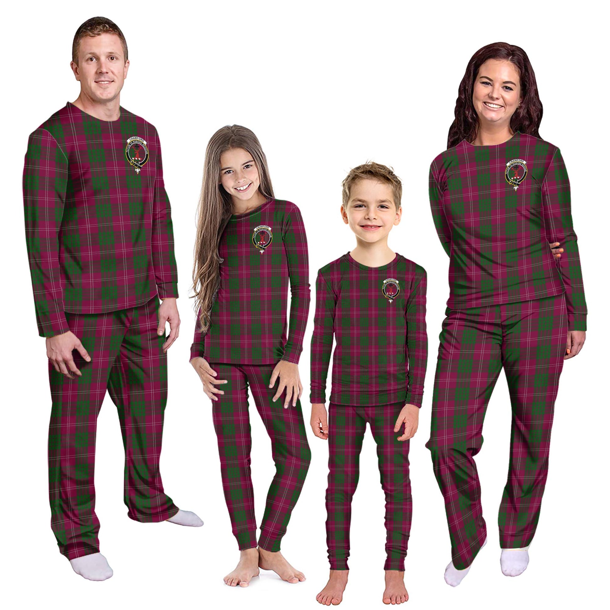 Crawford Tartan Pajamas Family Set with Family Crest - Tartanvibesclothing