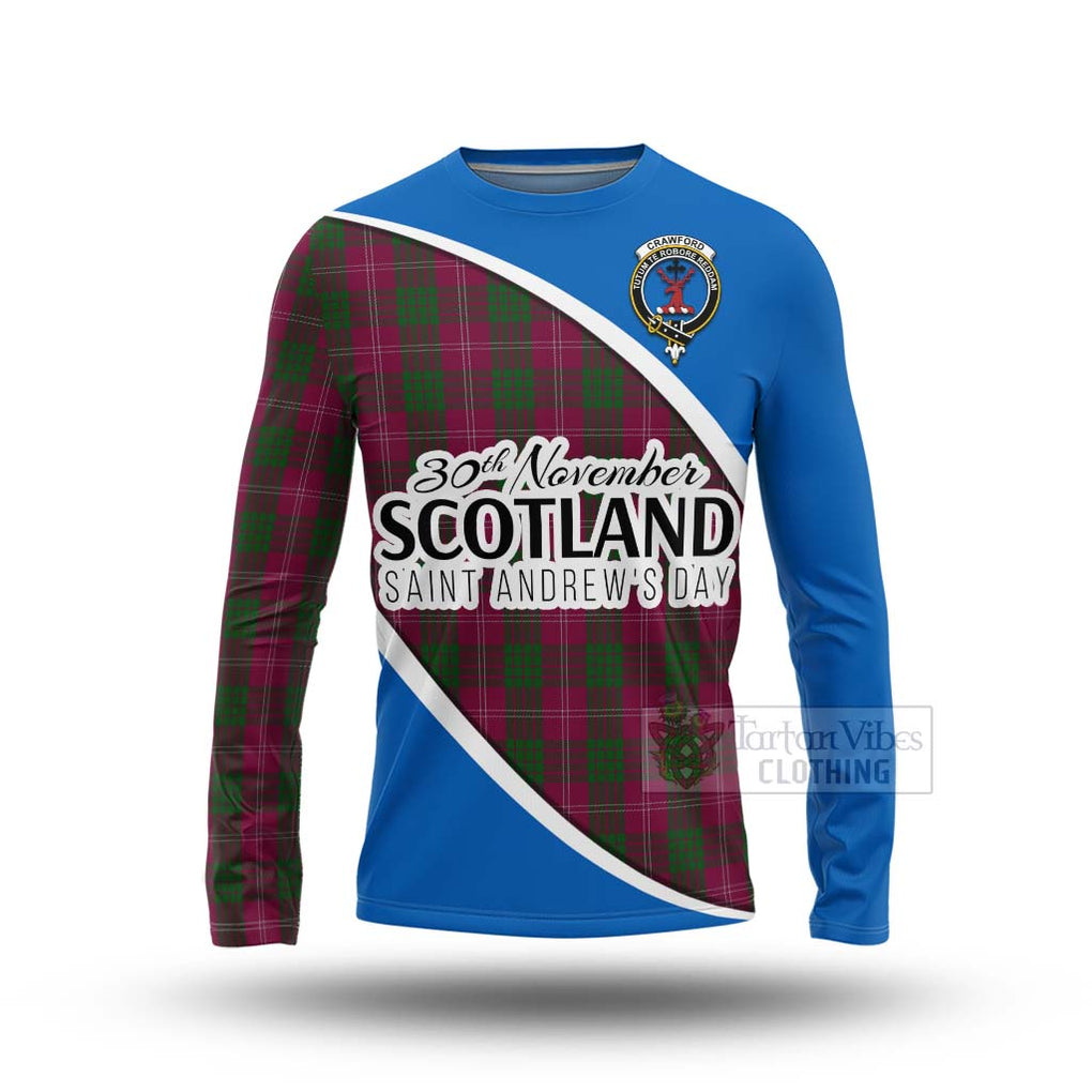 Tartan Vibes Clothing Crawford Family Crest Tartan Long Sleeve T-Shirt Celebrate Saint Andrew's Day in Style