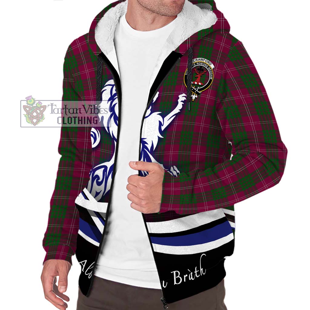 Tartan Vibes Clothing Crawford Tartan Sherpa Hoodie with Alba Gu Brath Regal Lion Emblem