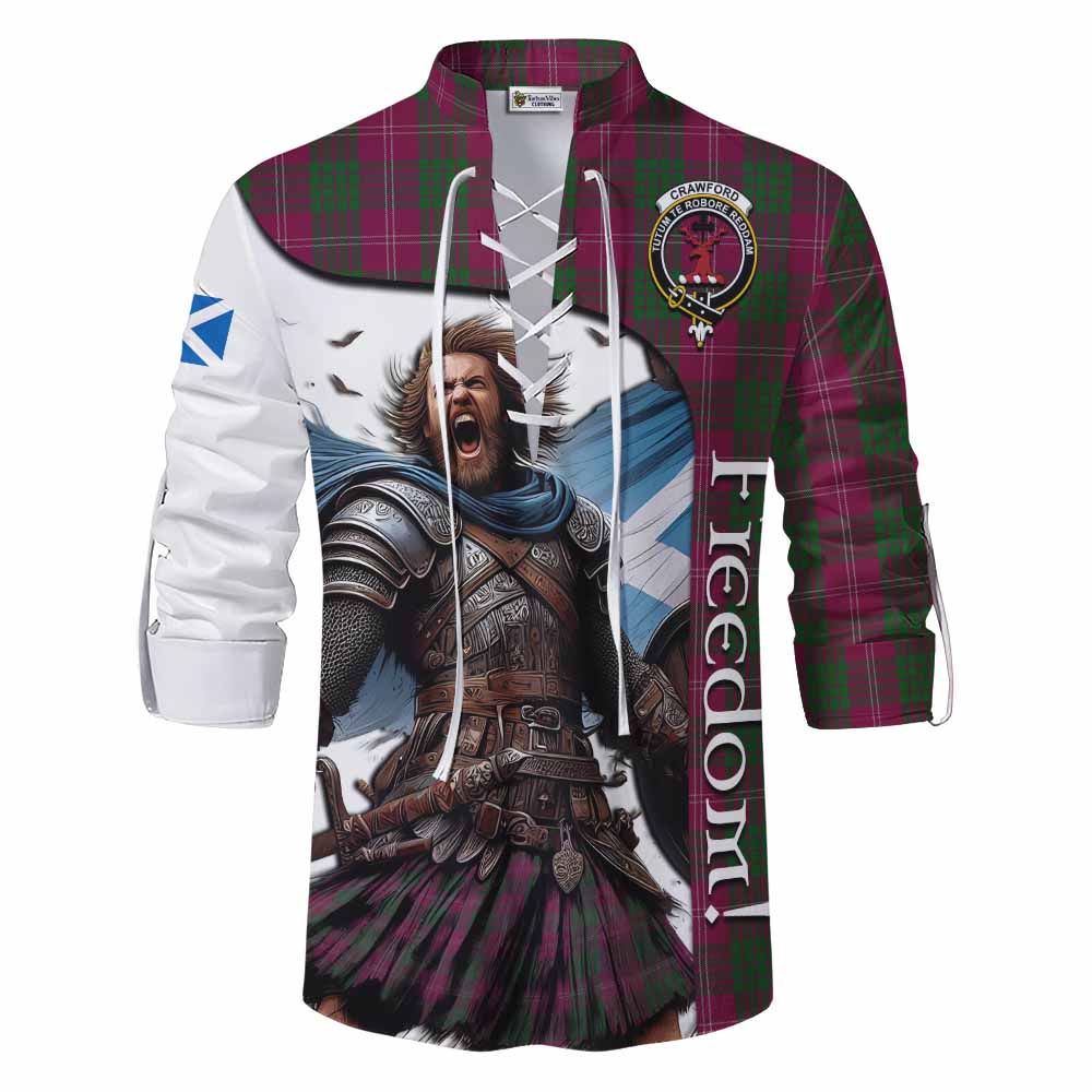 Tartan Vibes Clothing Crawford Crest Tartan Ghillie Kilt Shirt Inspired by the Freedom of Scottish Warrior