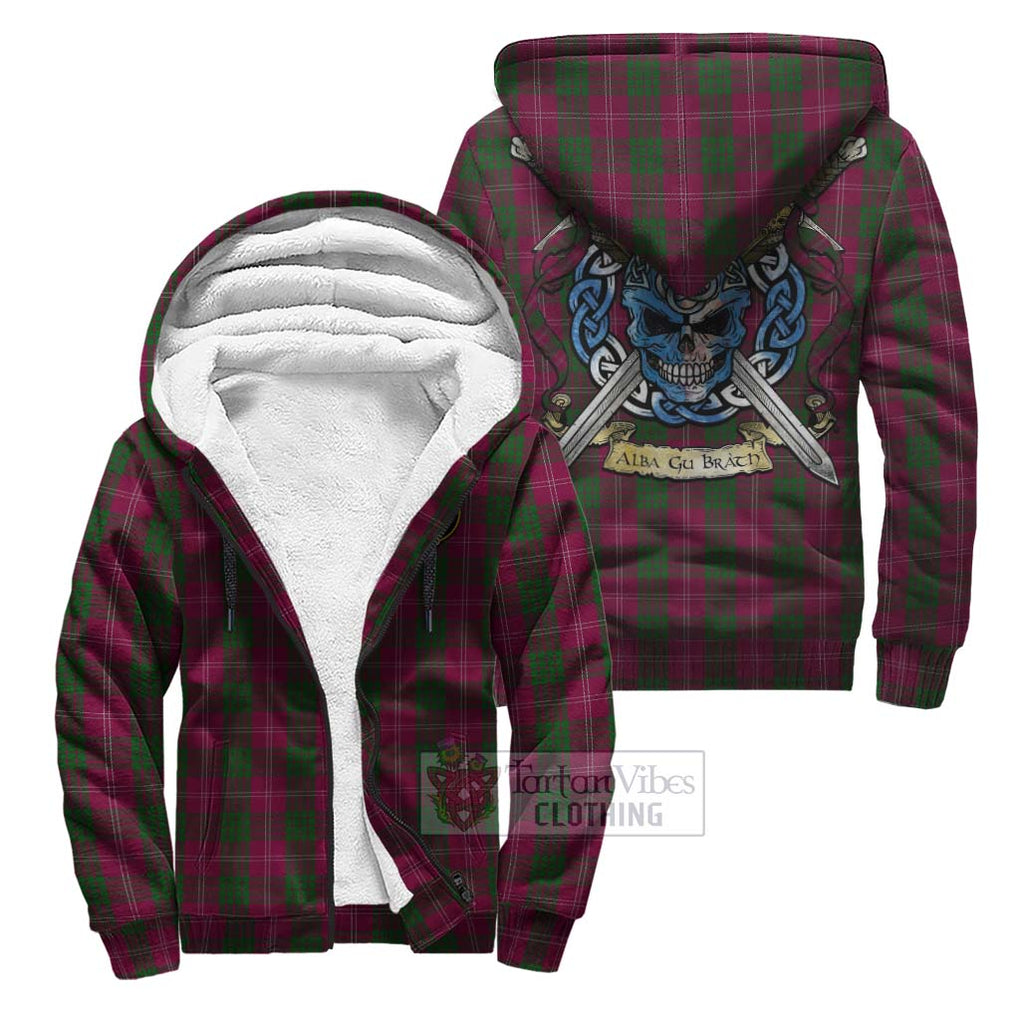 Tartan Vibes Clothing Crawford Tartan Sherpa Hoodie with Family Crest Celtic Skull Style