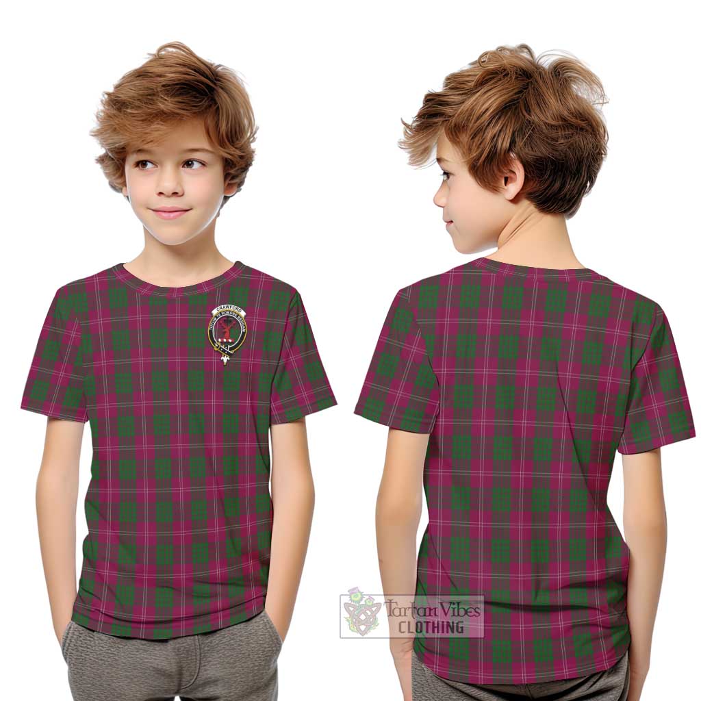 Tartan Vibes Clothing Crawford Tartan Kid T-Shirt with Family Crest