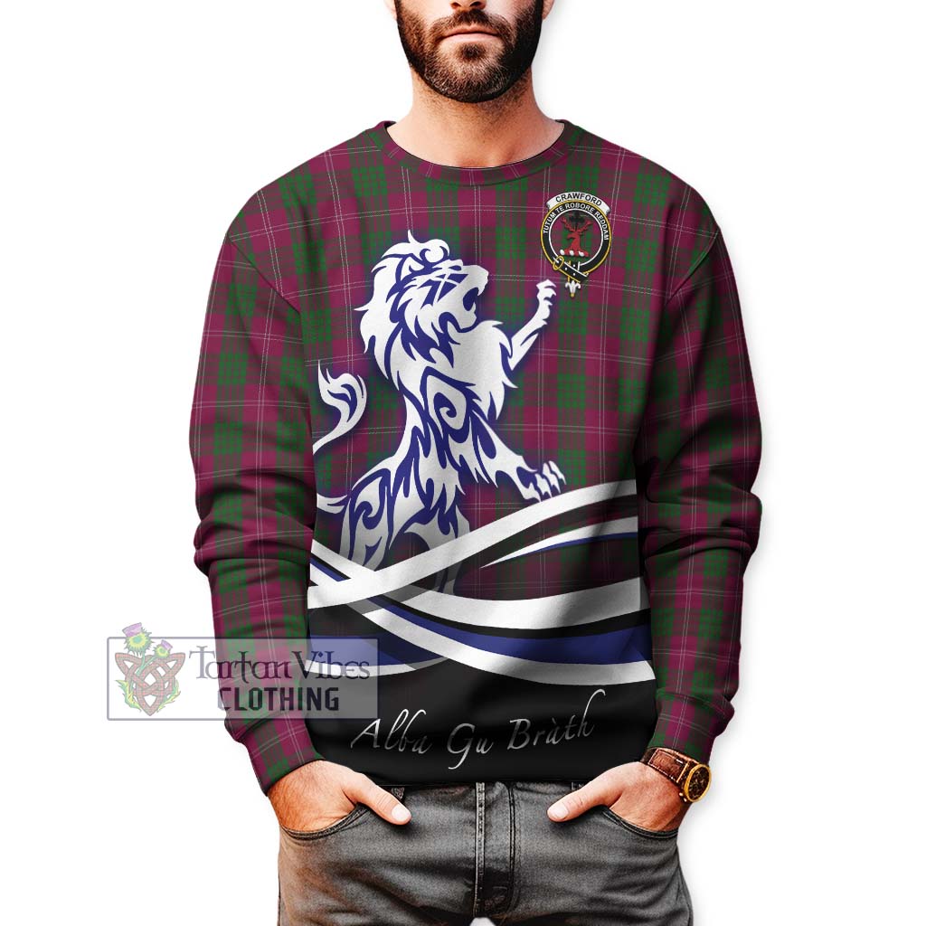 Tartan Vibes Clothing Crawford Tartan Sweatshirt with Alba Gu Brath Regal Lion Emblem