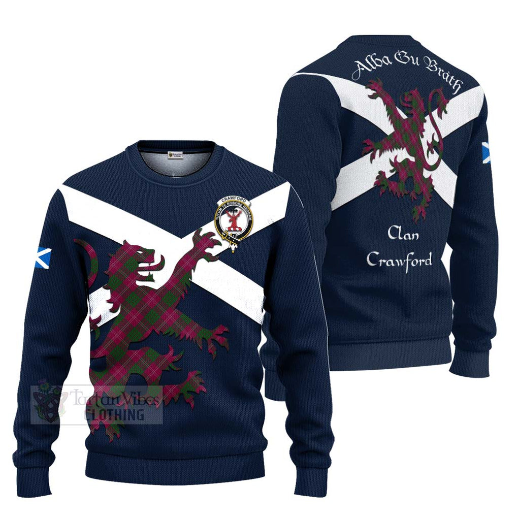 Tartan Vibes Clothing Crawford Tartan Lion Rampant Knitted Sweater – Proudly Display Your Heritage with Alba Gu Brath and Clan Name