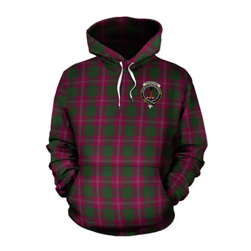 Crawford Tartan Cotton Hoodie with Family Crest Celtic Skull Style