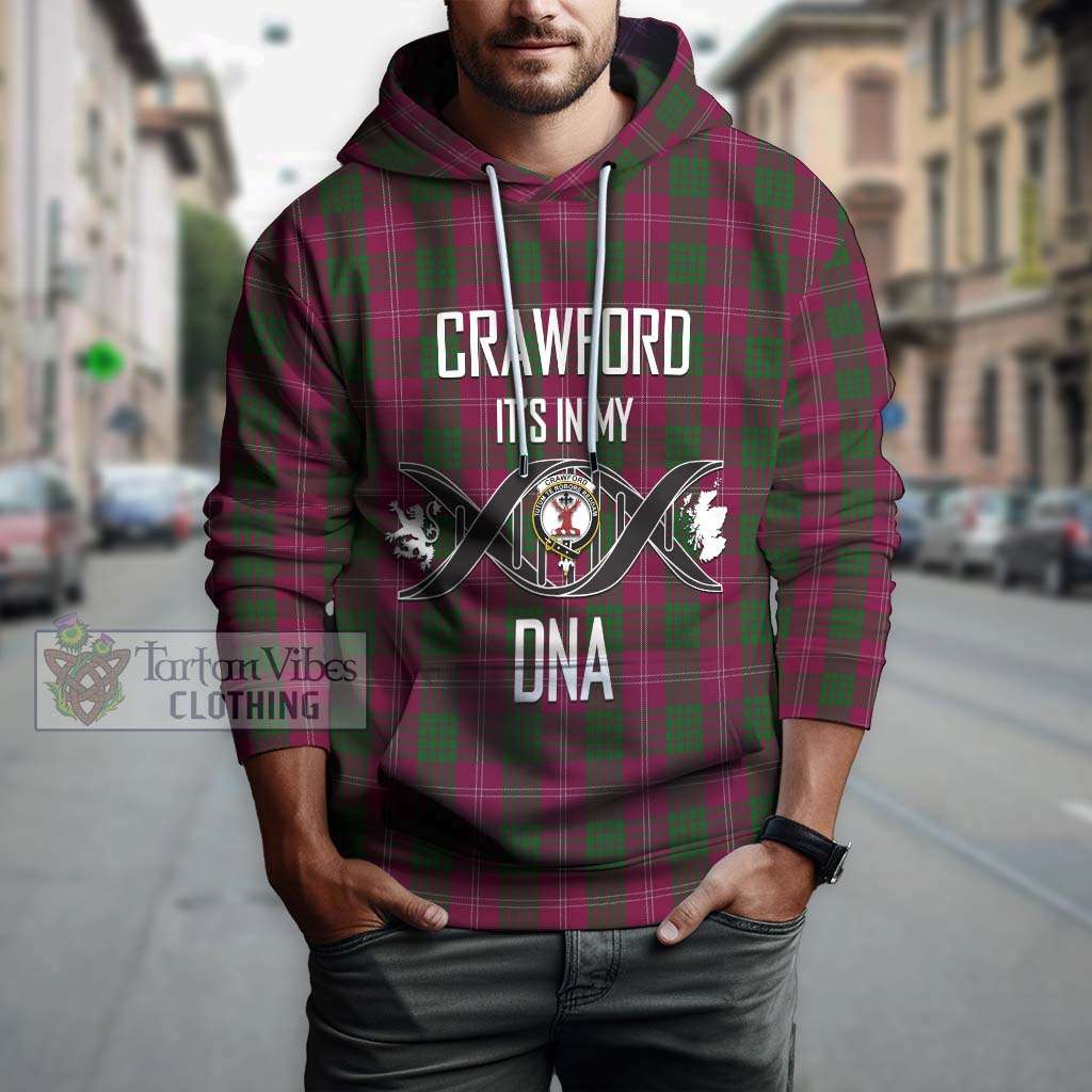 Tartan Vibes Clothing Crawford Tartan Hoodie with Family Crest DNA In Me Style