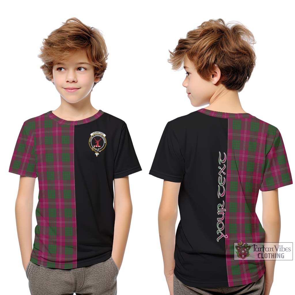 Tartan Vibes Clothing Crawford Tartan Kid T-Shirt with Family Crest and Half Of Me Style