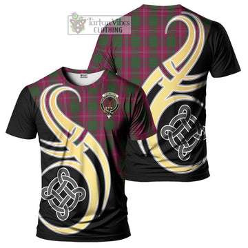 Crawford Tartan T-Shirt with Family Crest and Celtic Symbol Style