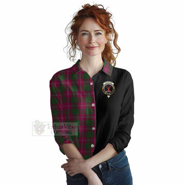 Crawford Tartan Women's Casual Shirt with Family Crest and Half Of Me Style