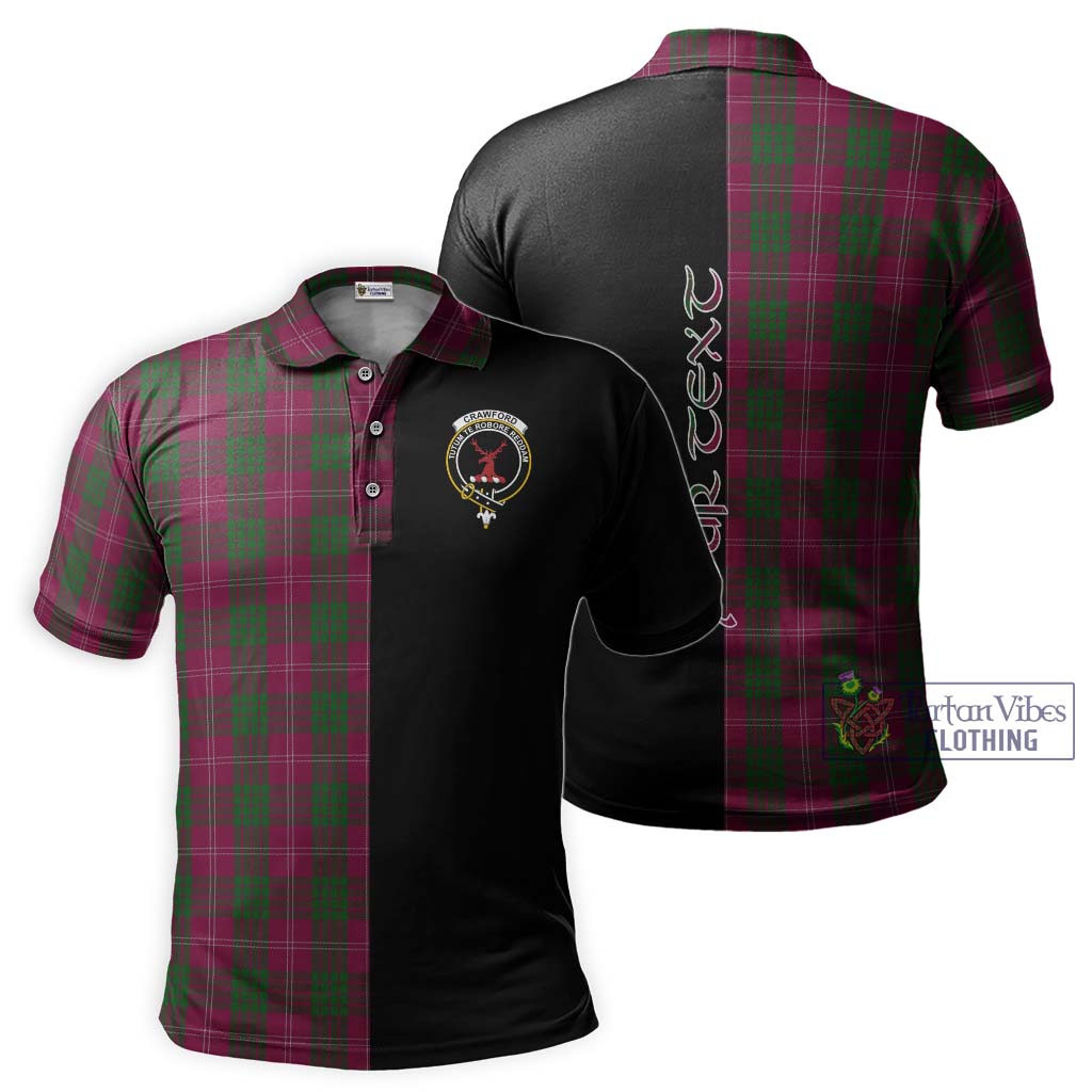 Tartan Vibes Clothing Crawford Tartan Polo Shirt with Family Crest and Half Of Me Style