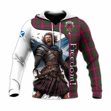 Crawford Crest Tartan Knitted Hoodie Inspired by the Freedom of Scottish Warrior