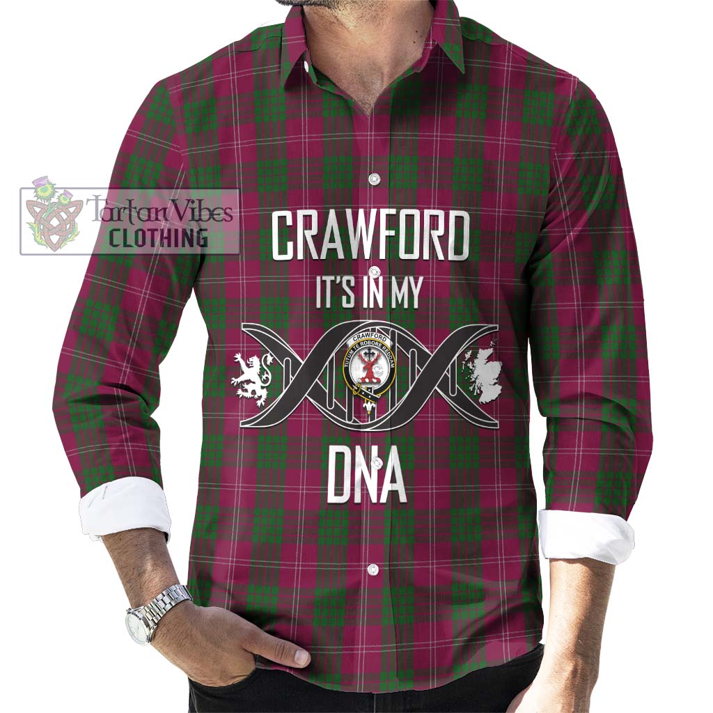 Tartan Vibes Clothing Crawford Tartan Long Sleeve Button Shirt with Family Crest DNA In Me Style