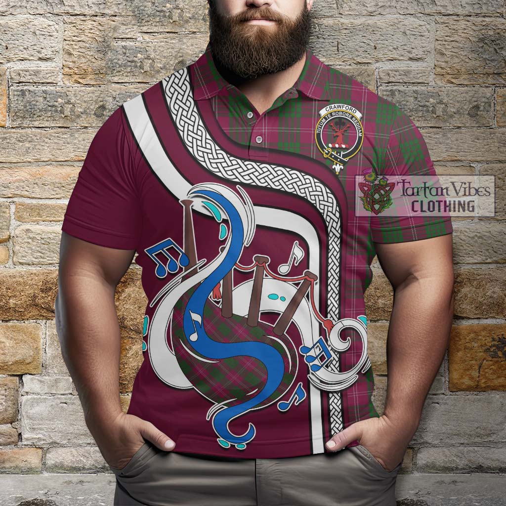 Tartan Vibes Clothing Crawford Tartan Polo Shirt with Epic Bagpipe Style