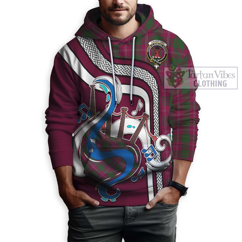 Tartan Vibes Clothing Crawford Tartan Hoodie with Epic Bagpipe Style