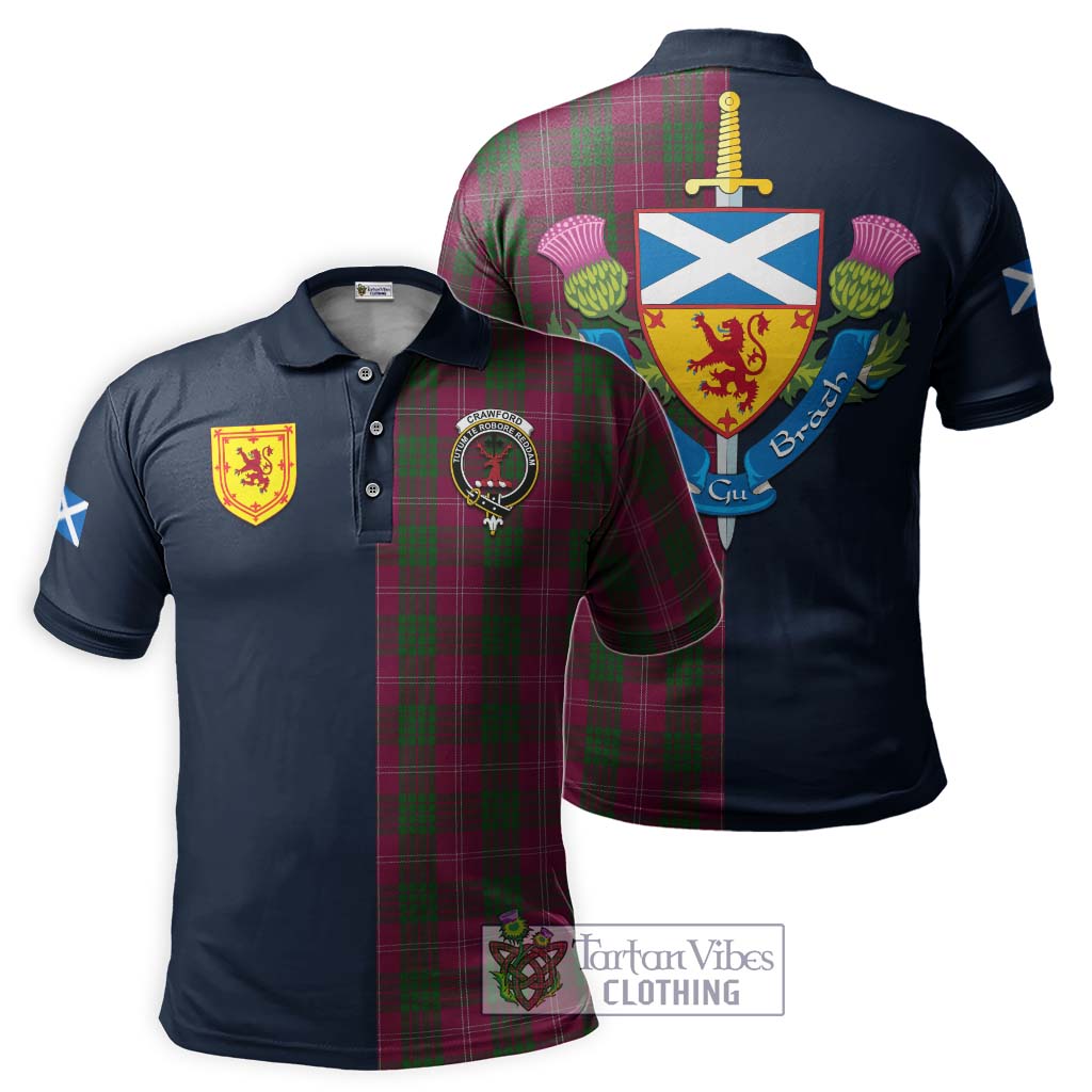 Tartan Vibes Clothing Crawford Tartan Polo Shirt with Scottish Lion Royal Arm Half Style