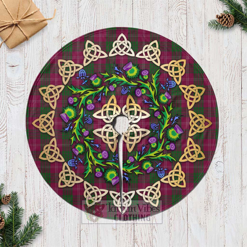 Tartan Vibes Clothing Crawford Tartan Christmas Tree Skirt with Thistle Celtic Knot Style