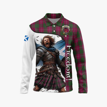 Crawford Crest Tartan Long Sleeve Polo Shirt Inspired by the Freedom of Scottish Warrior