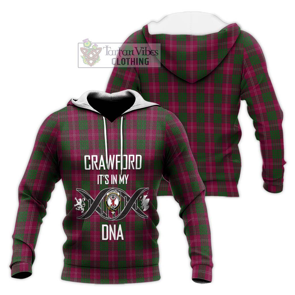 Tartan Vibes Clothing Crawford Tartan Knitted Hoodie with Family Crest DNA In Me Style