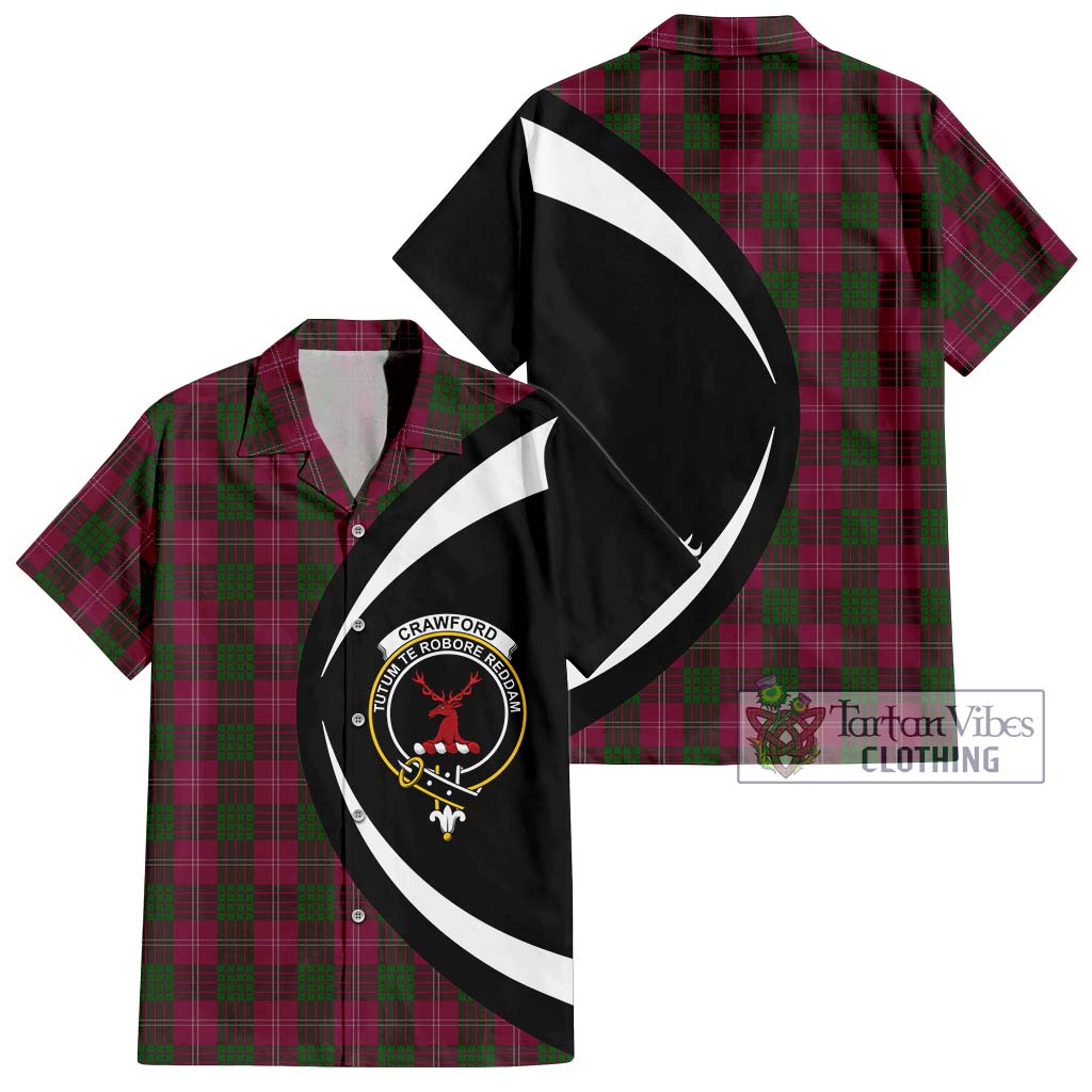 Crawford Tartan Short Sleeve Button Up with Family Crest Circle Style Kid - Tartan Vibes Clothing