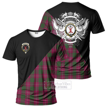 Crawford Tartan T-Shirt with Family Crest and Military Logo Style