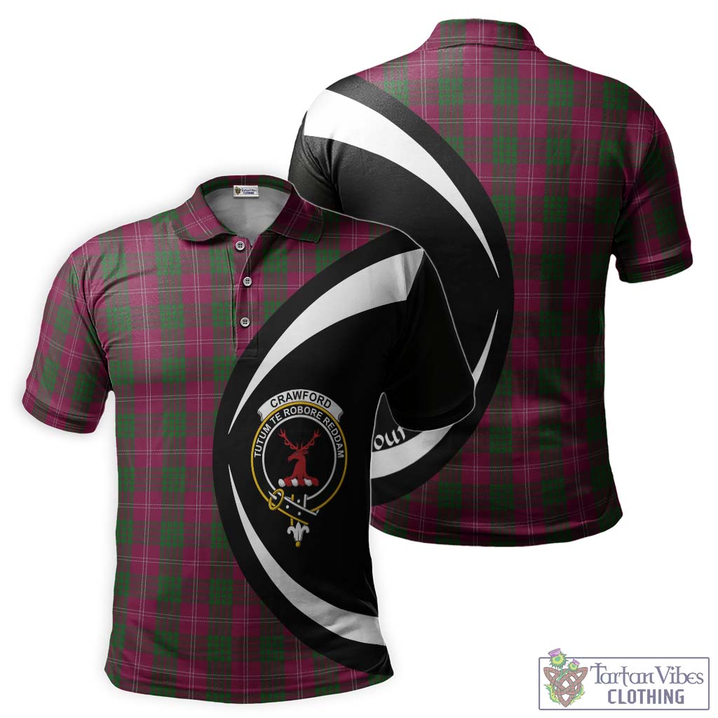 Tartan Vibes Clothing Crawford Tartan Men's Polo Shirt with Family Crest Circle Style