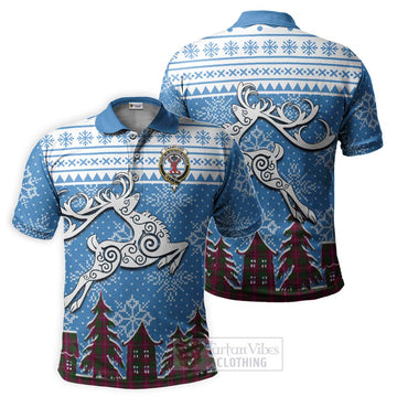 Crawford Clan Christmas Polo Shirt Celtic Reindeer Style