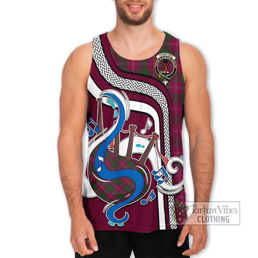 Tartan Vibes Clothing Crawford Tartan Men's Tank Top with Epic Bagpipe Style