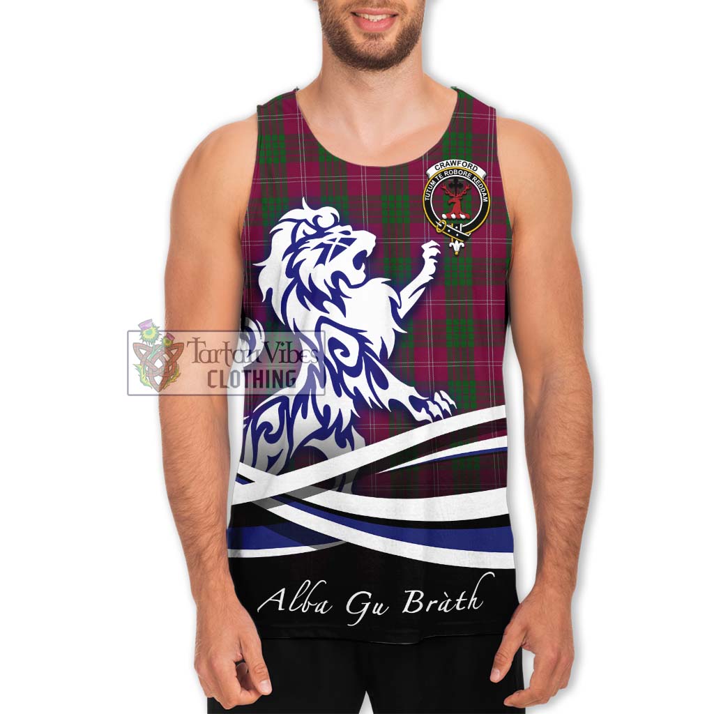 Tartan Vibes Clothing Crawford Tartan Men's Tank Top with Alba Gu Brath Regal Lion Emblem