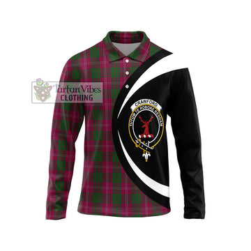 Crawford Tartan Long Sleeve Polo Shirt with Family Crest Circle Style