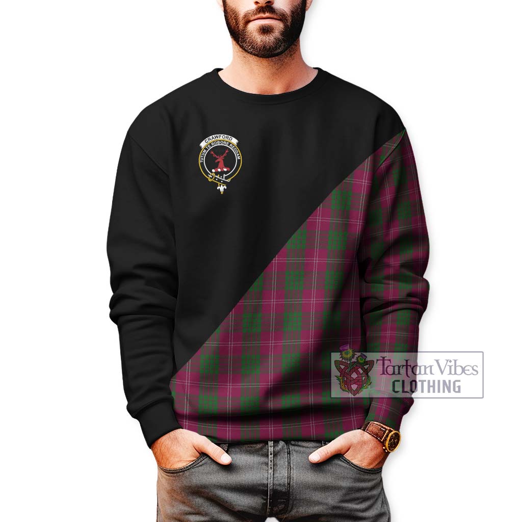 Tartan Vibes Clothing Crawford Tartan Sweatshirt with Family Crest and Military Logo Style