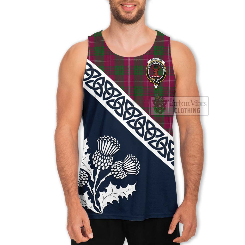 Tartan Vibes Clothing Crawford Tartan Men's Tank Top Featuring Thistle and Scotland Map